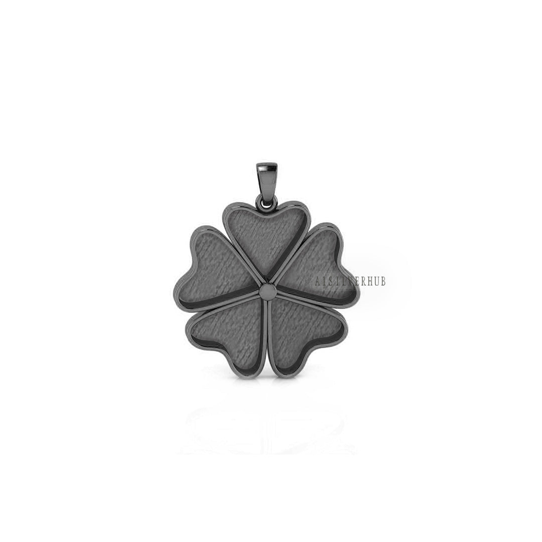 5 Leaf Clover Lucky Heart 11mm Blank Bezel, 925 Sterling Silver Pendant Setting, Good for Resin & Ashes Work, Keepsake/Breastmilk, DIY Craft