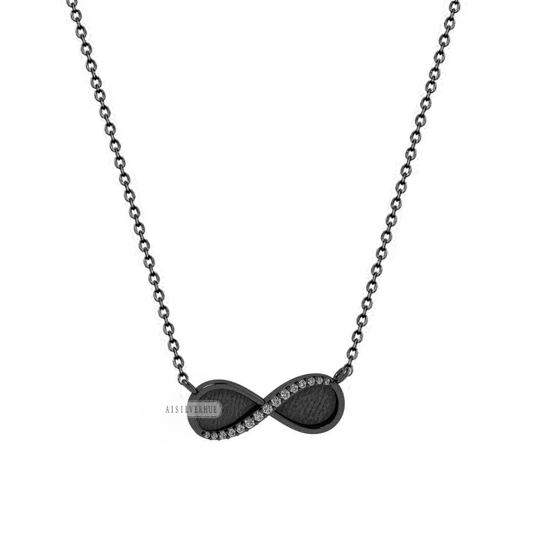 925 Sterling Silver Infinity Blank Bezel with CZ Setted Necklace, Good for Resin & Ashes Work, Keepsake/Breastmilk DIY Crafts 16''+2'' Chain