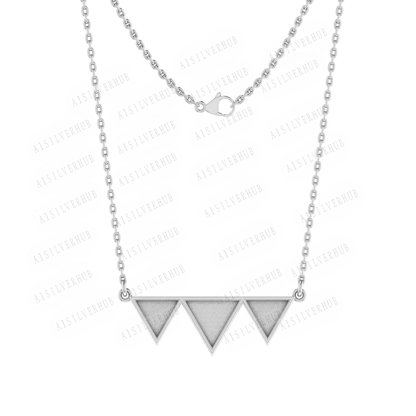 925 Sterling Silver Triple Round Blank Bezel Pendant Necklace, Good for Resin & Ashes Work, Keepsake/Breastmilk DIY Crafts 16''+2'' Chain