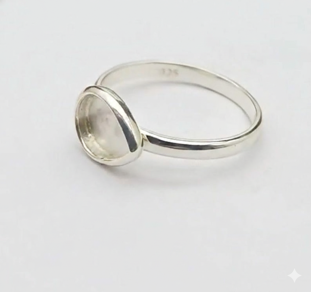 925 Sterling Solid Silver 6x4mm to 13x18mm Pear Blank 4 Prong Settings Stackable Ring, Good For Gemstone, Keepsake, Memorial DIY Crafts