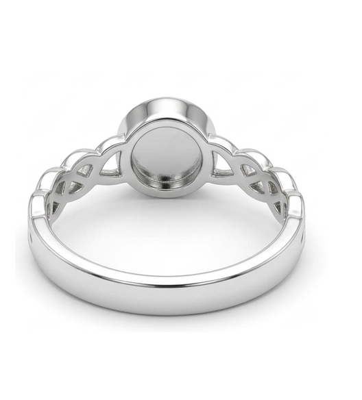 925 Sterling Solid Silver 8x8mm Circle Blank Bezel Braided Band Ring, Good for Resin & Ashes Work, Breastmilk DIY, Keepsake Jewelry Crafts