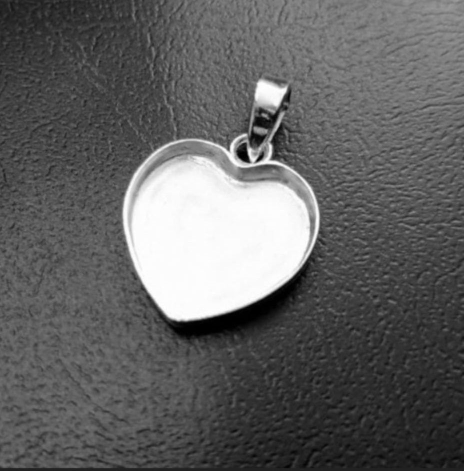 925 Sterling Solid Silver Heart Blank 5mm to 20mm DIY Breastmilk/Keepsake Pendant Setting, Good for Resin & Ashes Work, Memorial DIY Charms