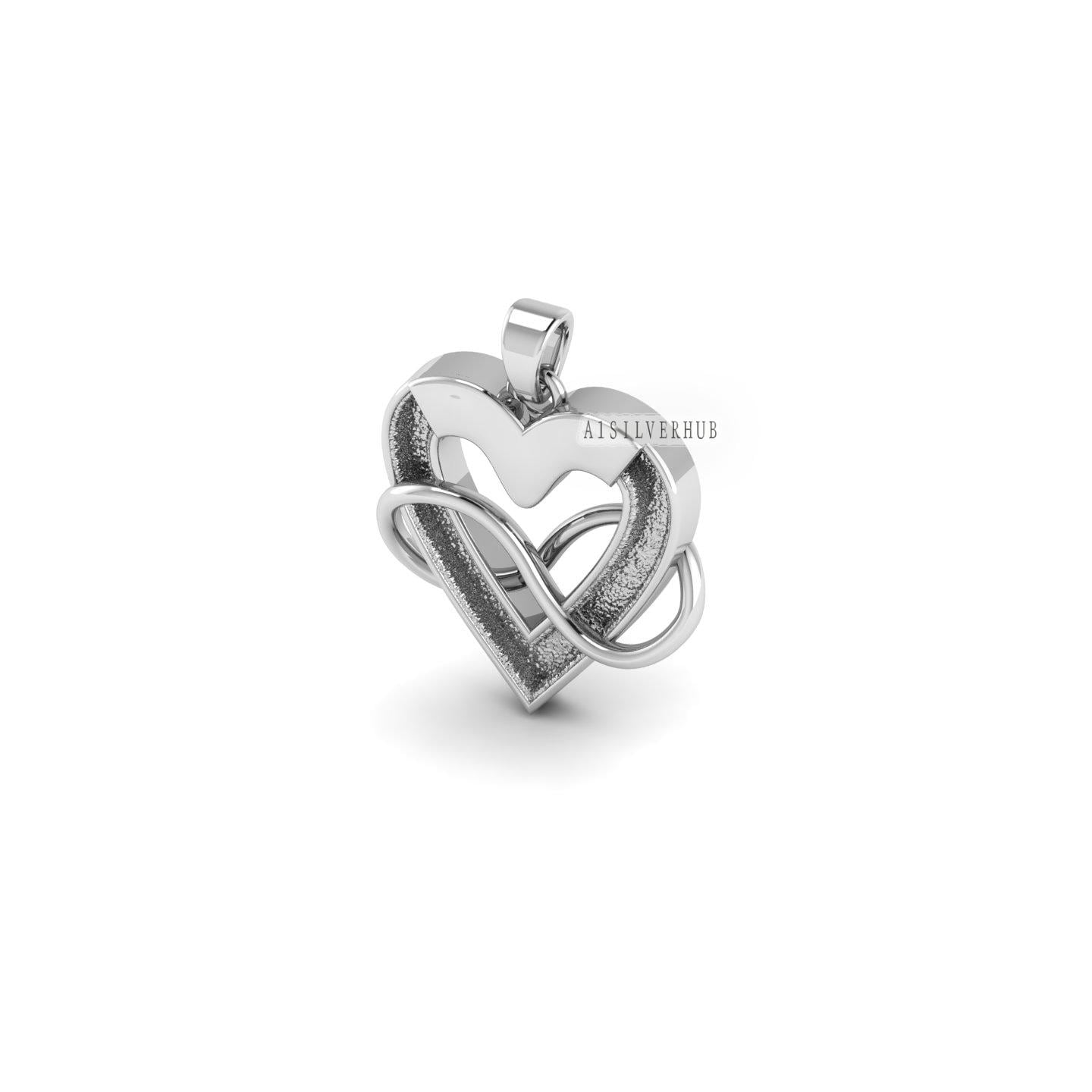 925 Sterling Solid Silver, Heart with Infinity Pendant, Blank Channel Settings For Pour Resin, Good Luck Jewelry, Keepsake Milk DIY Crafts