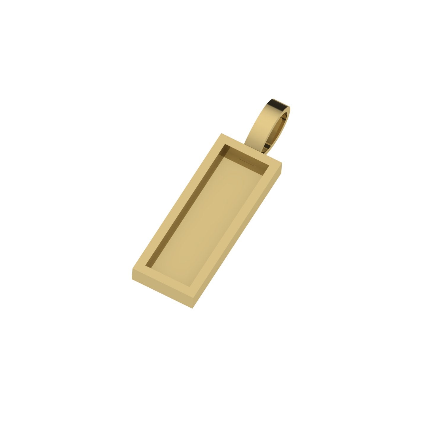 925 Sterling Solid Silver, Long Rectangle Pendant, Blank Bezel Setting For Resin & Ashes Work, Good Luck Jewelry, Keepsake DIY Crafts