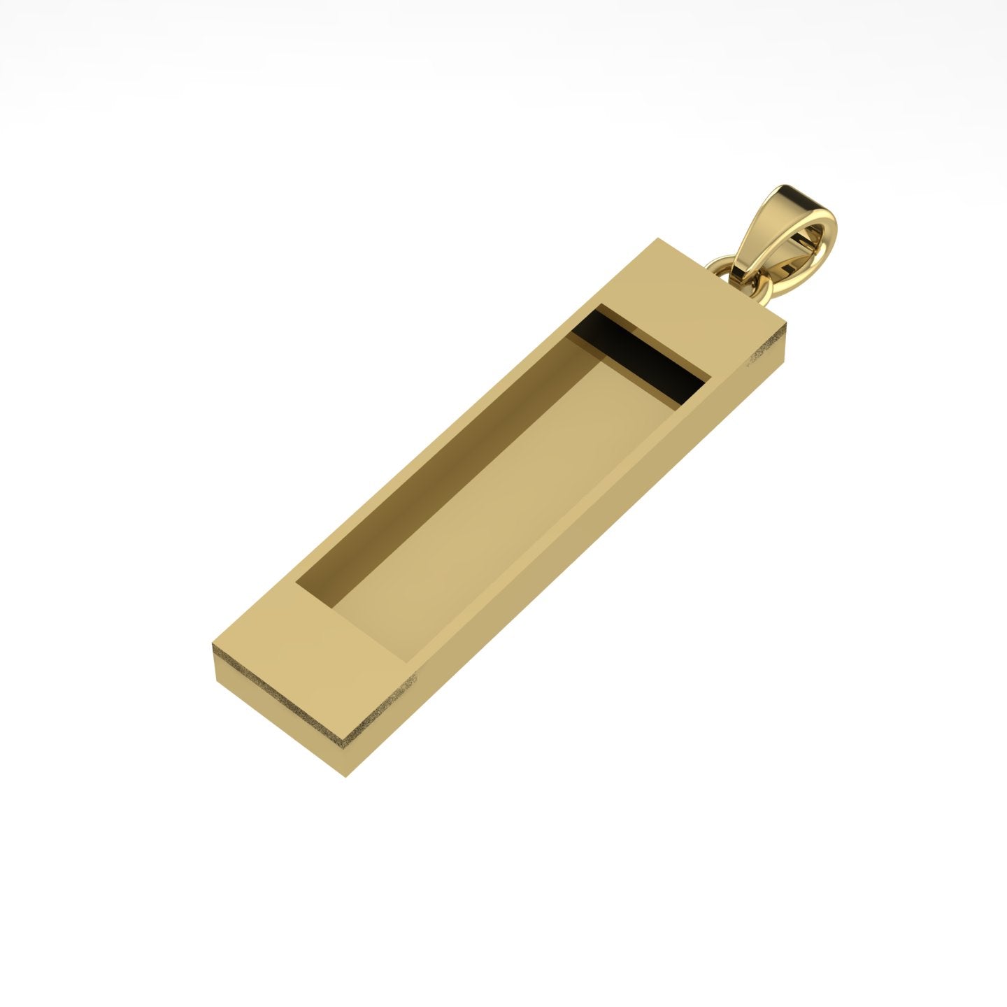 925 Sterling Solid Silver, Long Rectangle Pendant, Blank Bezel Setting For Resin & Ashes Work, Good Luck Jewelry, Keepsake DIY Crafts