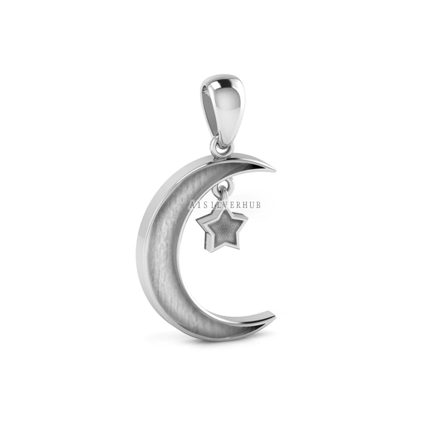 925 Sterling Solid Silver Moon Star Mother Baby Keepsake DIY Craft, Breastmilk Pendant Setting, Good for Resin & Ashes Work, Memorial Locket