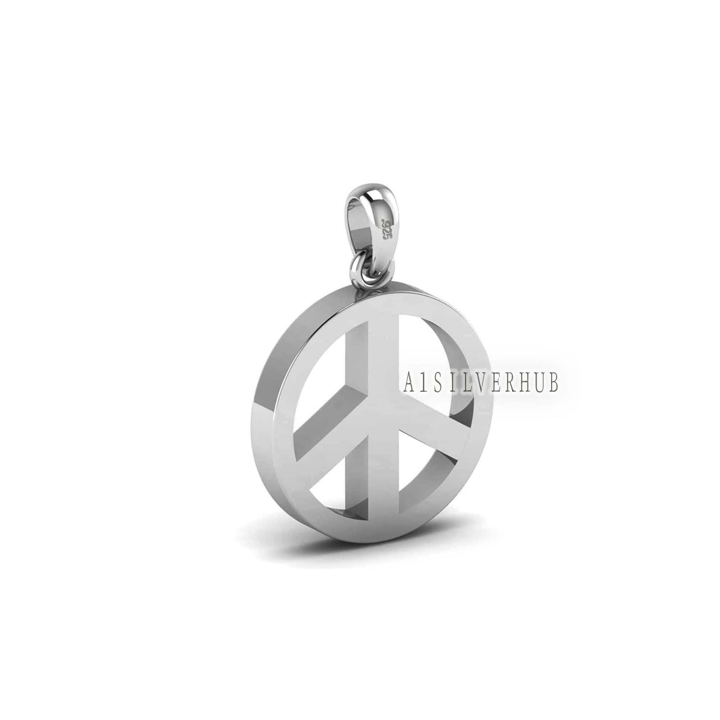 925 Sterling Silver Peace Symbol Blank Bezel Round Pendant,Good for Resin & Ashes Work, Keepsake Craft Memorial, Breastmilk DIY, Sign Locket
