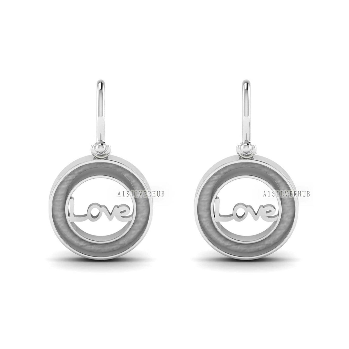 925 Sterling Silver Blank Bezel Love Dangle Earrings, Good for Resin & Ashes Work, Memorial DIY Crafts Breastmilk/Keepsake, Gifts For Her