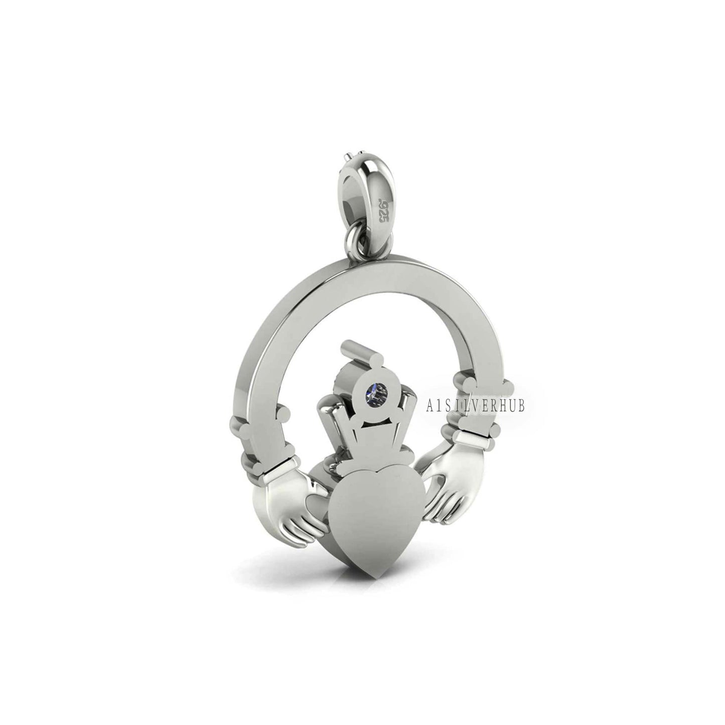 925 Sterling Silver, Iris Celtic Claddagh Pendant, Heart 5mm Blank Bezel Setting, Good for Pour Resin & Ashes Work, Breastmilk/Keepsake DIY