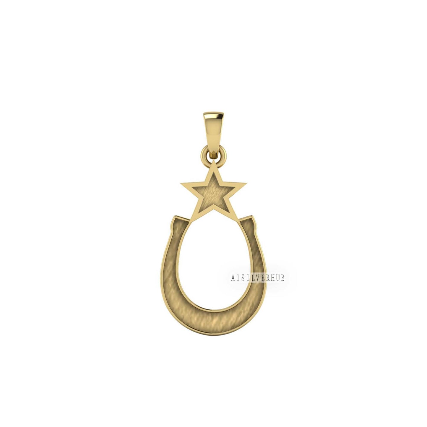 925 Sterling Silver, Horseshoe Pendant, Star Blank Bezel Setting For Pour Resin, Breastmilk Keepsake, Horseshoe DIY, Good for Resin & Ashes