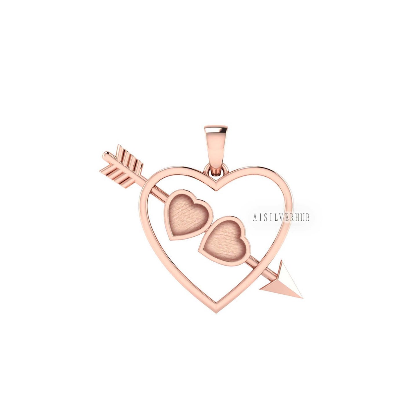 925 Sterling Silver, Cupid Arrow Heart 5x5mm Blank Bezel Pendant Setting, Good for Pour Crushed Opal, Resin & Ashes, Keepsake/Breastmilk DIY