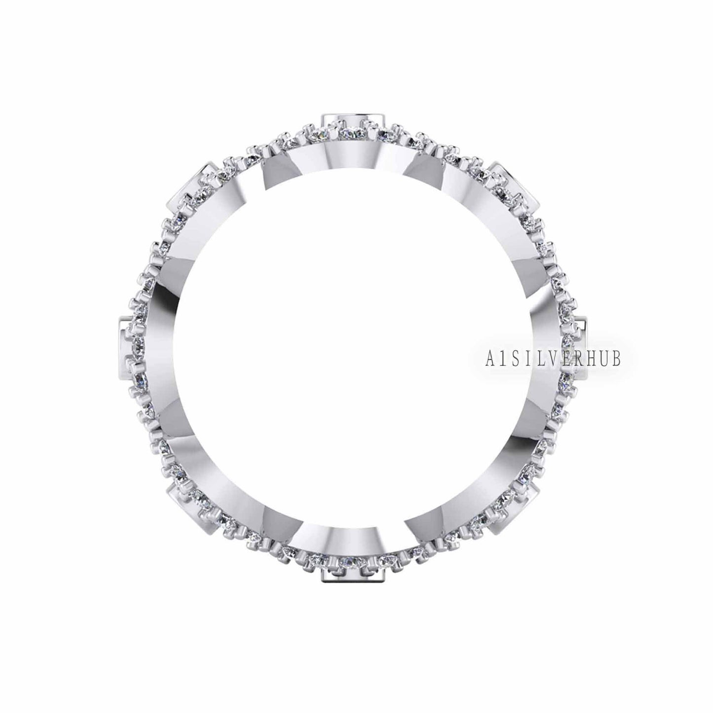 925 Sterling Solid Silver Evil Eye Style 2mm Round Blank Bezel with CZ Setted Ring, Good for Resin & Ashes Work, Keepsake Ring - Size 7 US