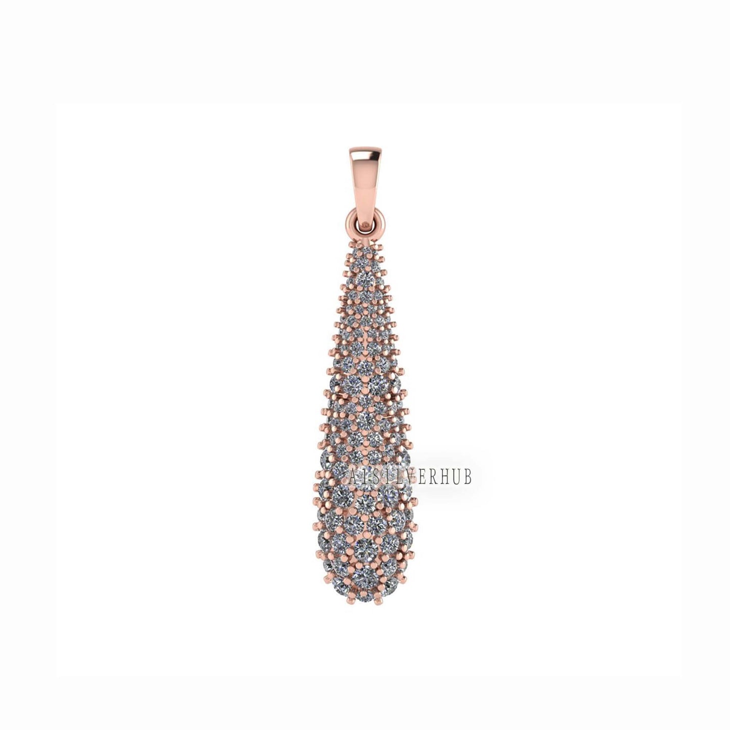Long Teardrop Shape Pendant with Fully Zircon Setted, 925 Sterling Silver Pendant, Pave Setting CZ, Party Wear Jewelry, Gifts For Loved Ones