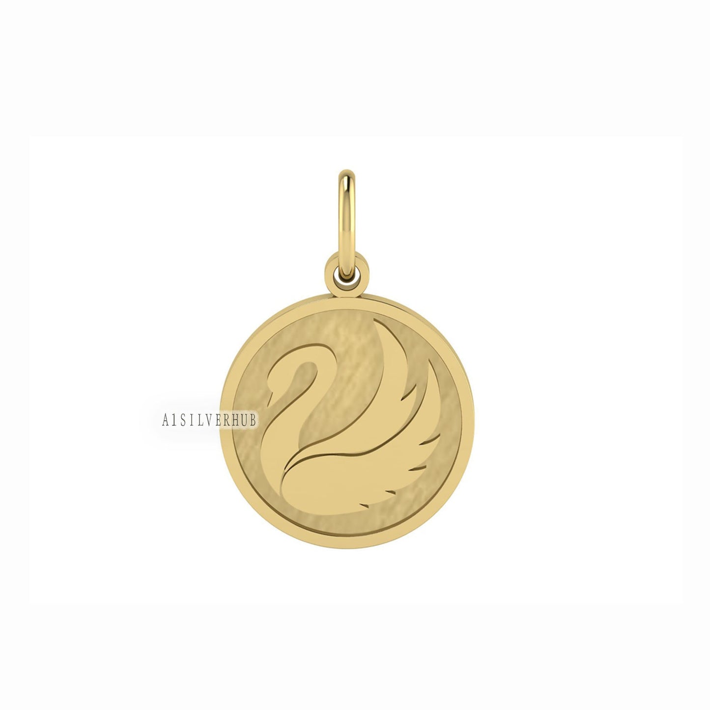 925 Sterling Solid Silver 15mm Round Blank Bezel Swan Pendant Setting, Good for Resin & Ashes Work,Keepsake/Breastmilk DIY, Bird Lover Woman