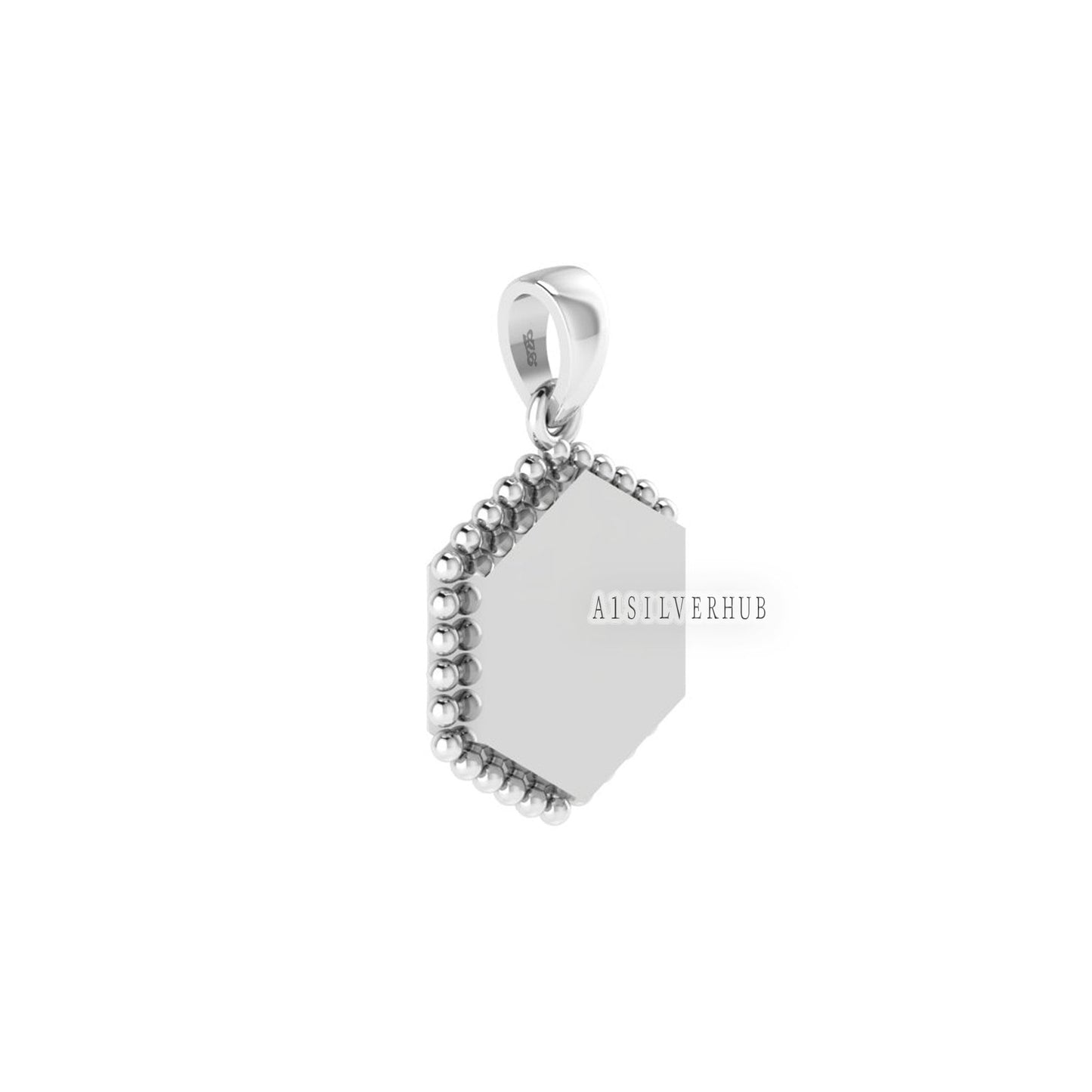 925 Sterling Silver, 12mm Hexagon Blank Bezel Designer Pendant Setting For Pour Resin & Ashes Work, Breastmilk/Keepsake DIY, Memorial Crafts