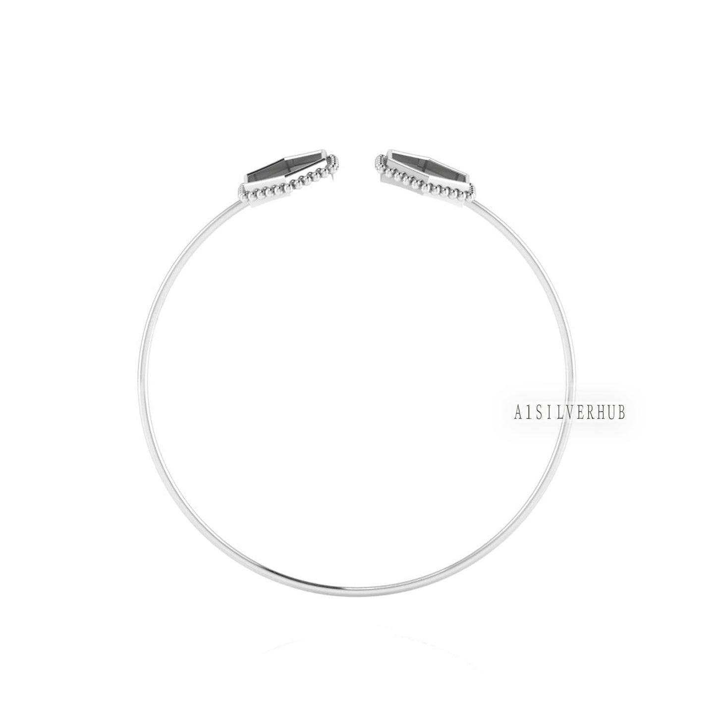 925 Sterling Solid Silver 12mm Hexagon Shape Blank Bezel Adjustable Bracelet/Bangle, Good for Resin & Ashes Work, Keepsake/Breastmilk DIY