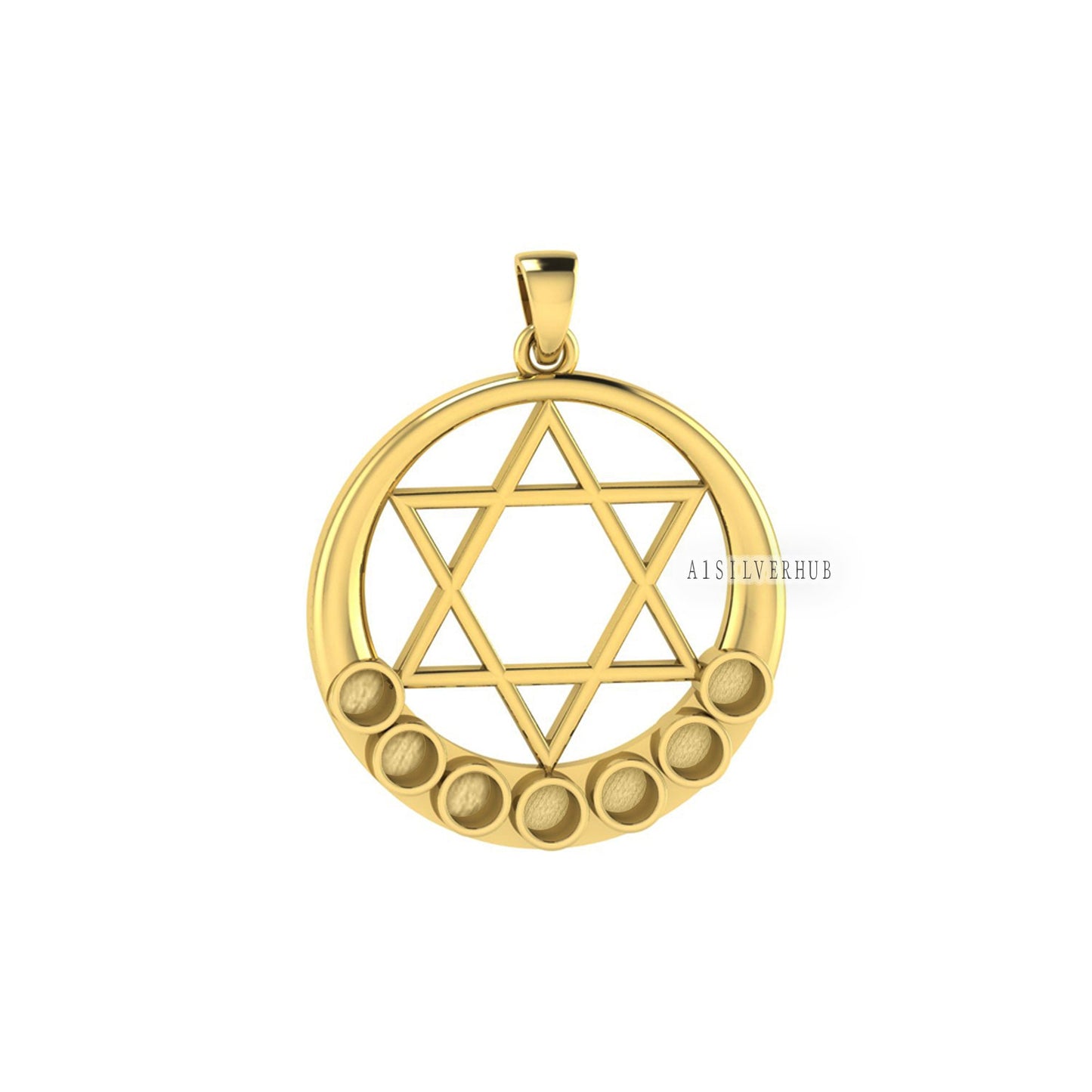 925 Sterling Solid Silver Star Of David Chakra 4mm Round Blank Pendant Setting, Good for Resin & Ashes Work, Keepsake Memorial Jewelry DIY