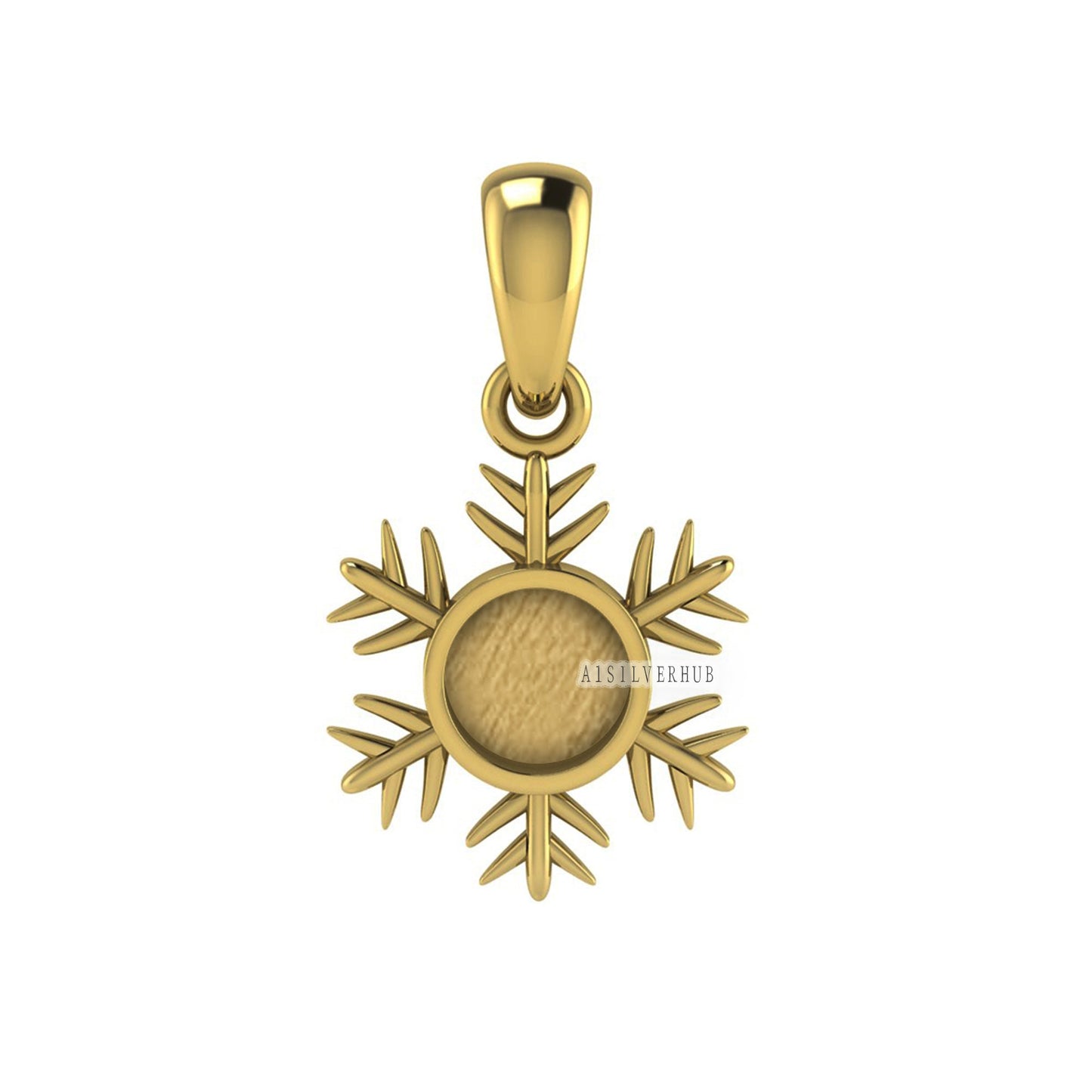 925 Sterling Solid Silver Snowflake 5mm Round Blank Bezel Pendant Setting, Good for Resin & Ashes Work, DIY Breastmilk/Keepsake Locket Charm