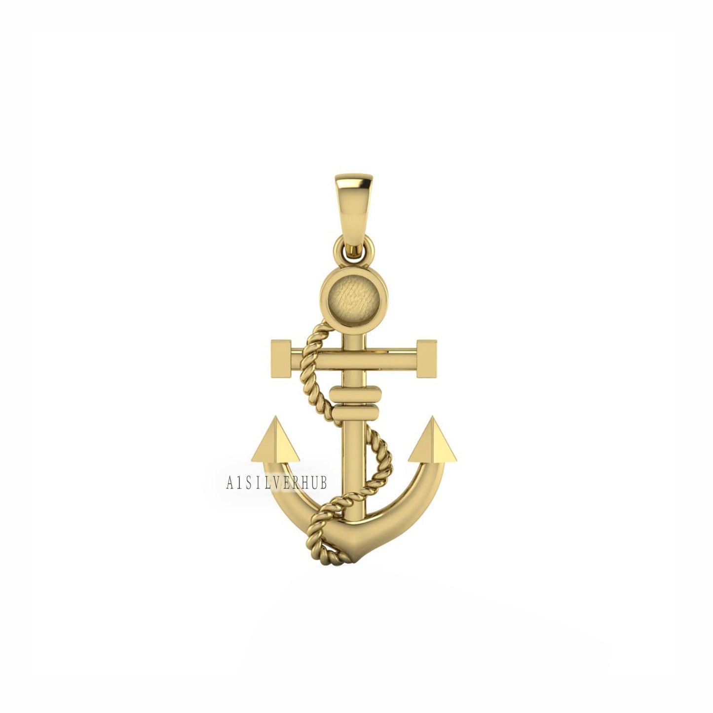 925 Sterling Solid Silver Anchor Hook 4mm Round Blank Bezel Pendant, Good for Resin & Ashes Work, Keepsake/Breastmilk DIY, Memorial Crafts