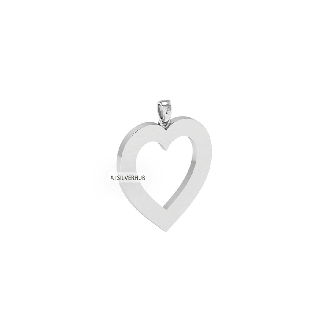 Love Heart Blank Bezel Channel Pendant Settings, 925 Sterling Silver, Good for Pour Crushed Opal, Resin & Ashes Work, Keepsake DIY Crafts