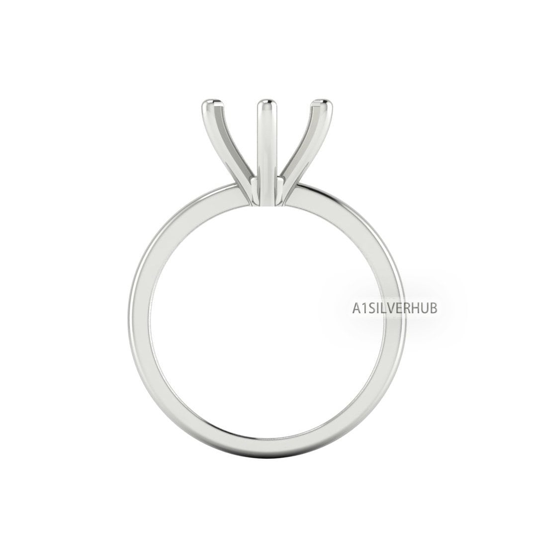 925 Sterling Solid Silver Oval Shape 5x7-10x8mm Pre Notched Blank V Prong Ring, Good for Zircon & Stone Setting Work, Engagement Ring DIY