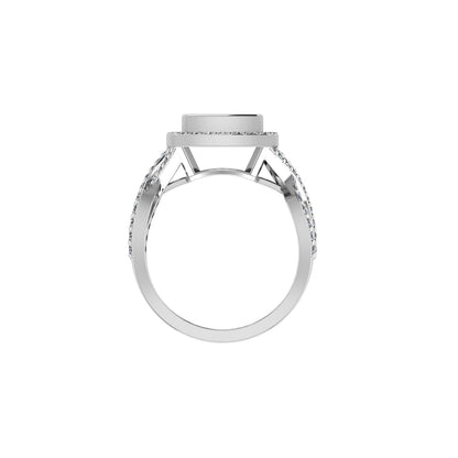 925 Sterling Solid Silver 8mm Cushion Blank Bezel with Surrounded CZ Setted Halo Ring, Good for Resin & Ashes Work, Breastmilk/Keepsake DIY