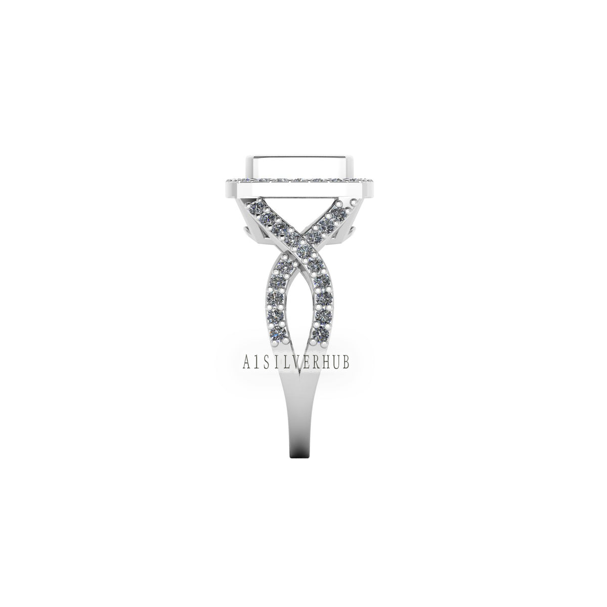 925 Sterling Solid Silver 8mm Cushion Blank Bezel with Surrounded CZ Setted Halo Ring, Good for Resin & Ashes Work, Breastmilk/Keepsake DIY