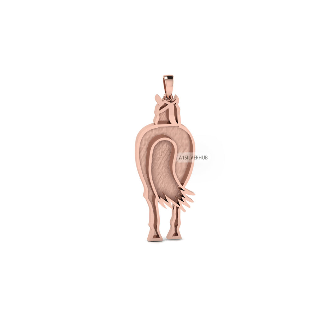 925 Sterling Silver, Good Luck Horse Body Blank Pendant, Breastmilk/Keepsake Pendant, Good for Resin & Ashes Work, Horse Jewelry DIY Crafts