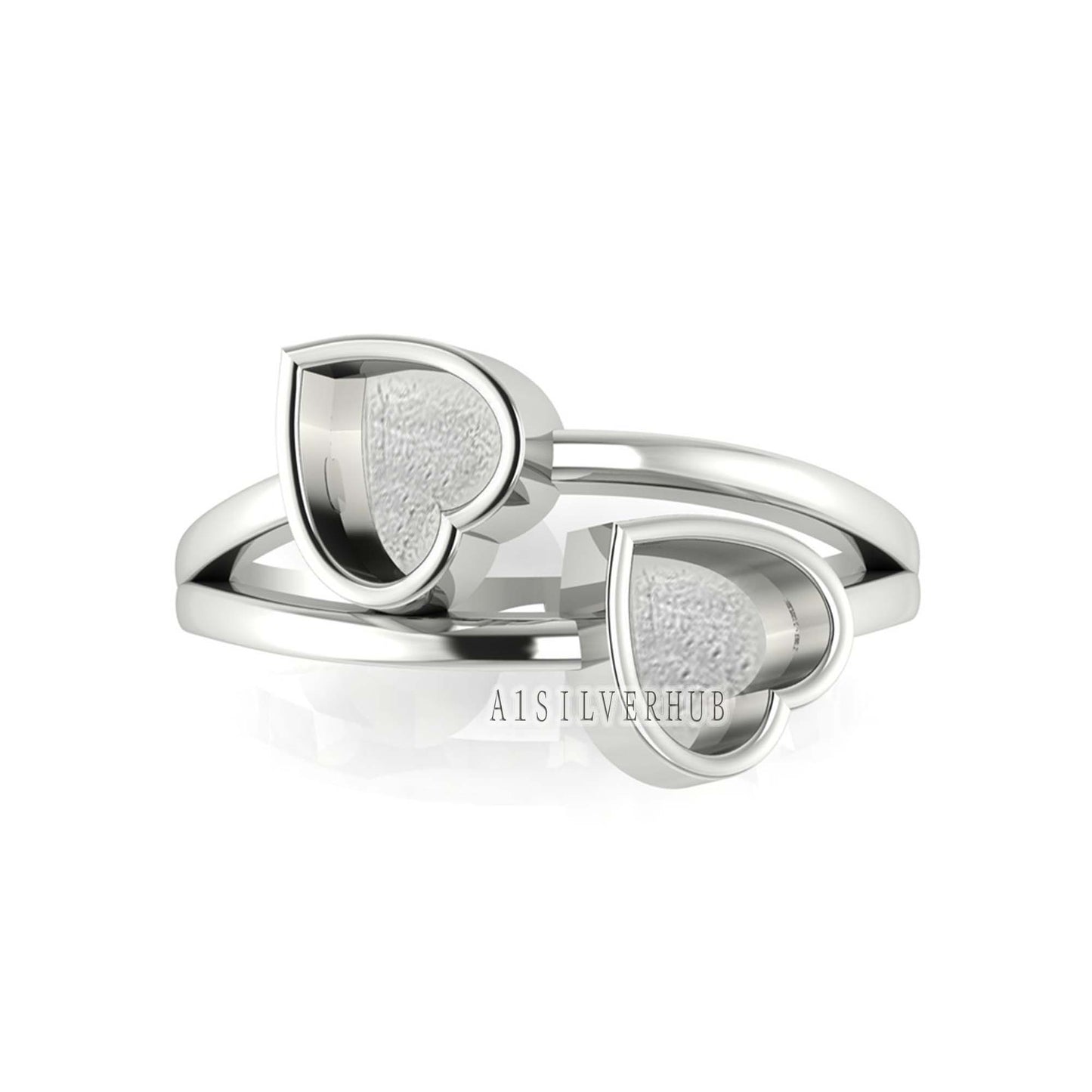 925 Sterling Solid Silver Heart Shape 2mm Deep Blank Bezel Ring Setting, Good for Gemstone, Resin & Ashes Breastmilk DIY Work, Keepsake Ring