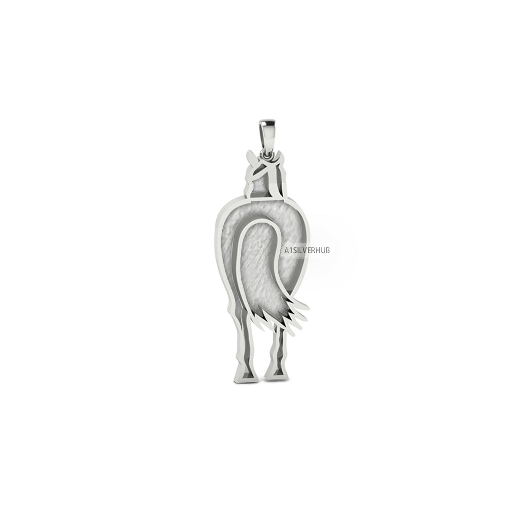 925 Sterling Silver, Good Luck Horse Body Blank Pendant, Breastmilk/Keepsake Pendant, Good for Resin & Ashes Work, Horse Jewelry DIY Crafts