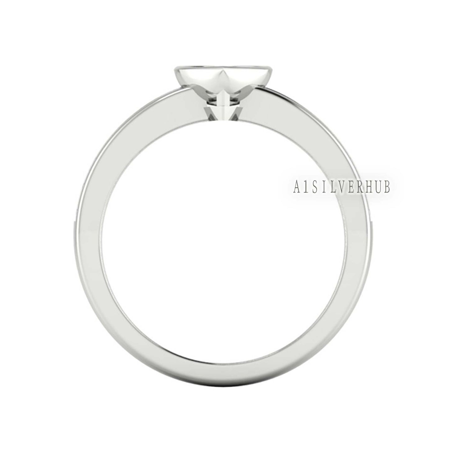 925 Sterling Solid Silver 6mm Heart Blank Bezel with CZ Setted on Band Ring, Good for Resin & Ashes Breastmilk DIY Work, Keepsake Jewelry