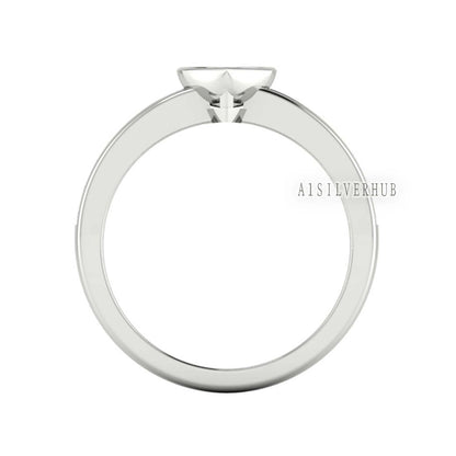 925 Sterling Solid Silver 6mm Heart Blank Bezel with CZ Setted on Band Ring, Good for Resin & Ashes Breastmilk DIY Work, Keepsake Jewelry