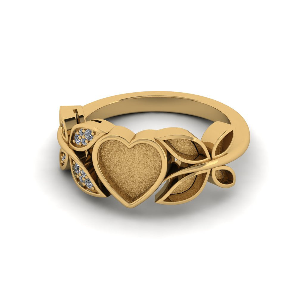 925 Sterling Silver 8mm Blank Heart and Two Butterfly Blank Bezel Ring with Zircon, Good for Resin & Ashes Work, Keepsake DIY Crafts