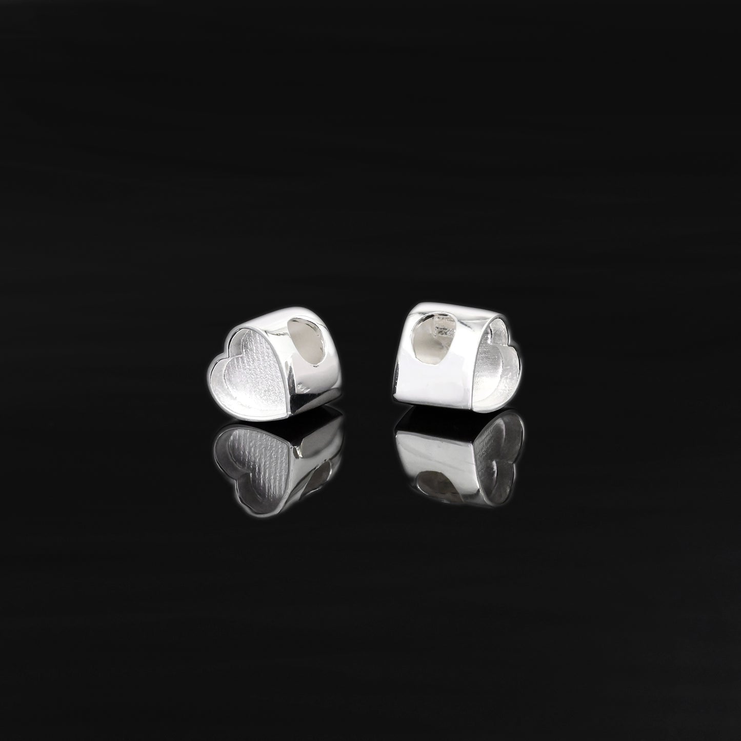 925 Sterling Silver Sliding Beads Pandora Charm With Heart Bezel, Charm For Pandora Bracelet, Beads For Resin Work, Keepsake Beads For Jewelry