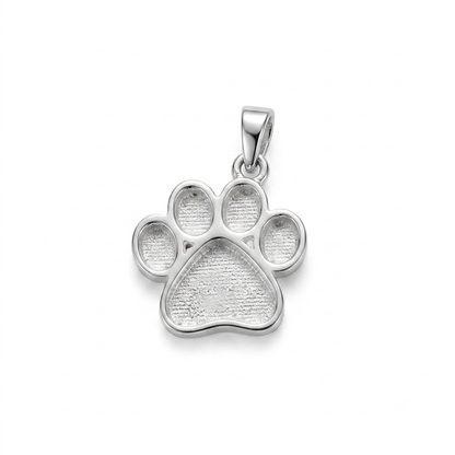 925 Sterling Solid Silver 13mm Dog Paw Print Blank Bezel Pendant Setting, Good for Resin & Ashes Work, Keepsake/Breastmilk DIY, Animal Lover