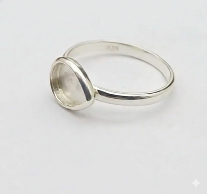 925 Sterling Solid Silver 6x4mm to 13x18mm Pear Blank 4 Prong Settings Stackable Ring, Good For Gemstone, Keepsake, Memorial DIY Crafts