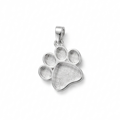 925 Sterling Solid Silver 13mm Dog Paw Print Blank Bezel Pendant Setting, Good for Resin & Ashes Work, Keepsake/Breastmilk DIY, Animal Lover