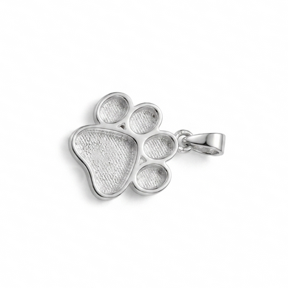 925 Sterling Solid Silver 13mm Dog Paw Print Blank Bezel Pendant Setting, Good for Resin & Ashes Work, Keepsake/Breastmilk DIY, Animal Lover