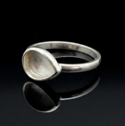 925 Sterling Solid Silver 6x4mm to 13x18mm Pear Blank 4 Prong Settings Stackable Ring, Good For Gemstone, Keepsake, Memorial DIY Crafts