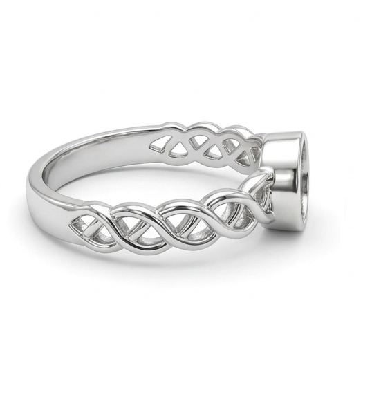 925 Sterling Solid Silver 8x8mm Circle Blank Bezel Braided Band Ring, Good for Resin & Ashes Work, Breastmilk DIY, Keepsake Jewelry Crafts