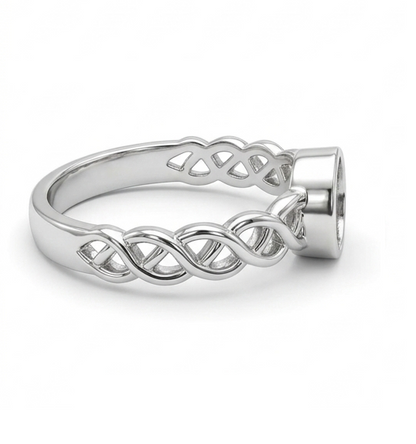 925 Sterling Solid Silver 8x8mm Circle Blank Bezel Braided Band Ring, Good for Resin & Ashes Work, Breastmilk DIY, Keepsake Jewelry Crafts