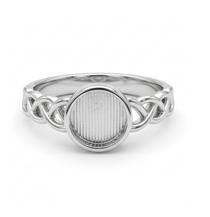 925 Sterling Solid Silver 8x8mm Circle Blank Bezel Braided Band Ring, Good for Resin & Ashes Work, Breastmilk DIY, Keepsake Jewelry Crafts