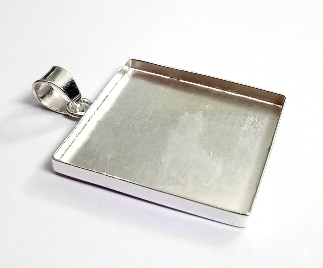 925 Sterling Solid Silver Square Blank 5mm to 20mm DIY Breastmilk/Keepsake Pendant Setting, Good for Resin & Ashes Work, Memorial DIY Charms
