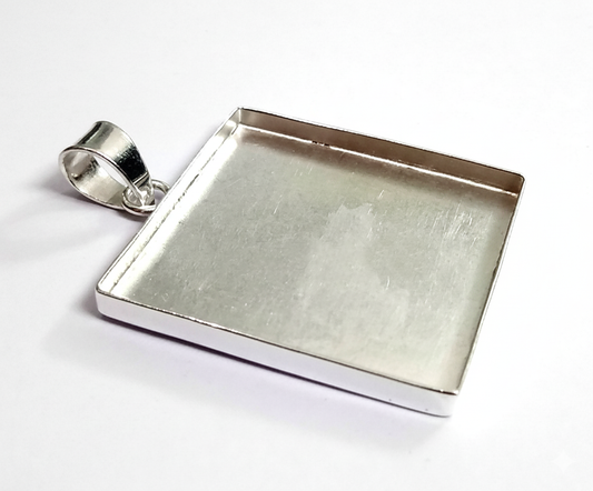 925 Sterling Solid Silver Square Blank 5mm to 20mm DIY Breastmilk/Keepsake Pendant Setting, Good for Resin & Ashes Work, Memorial DIY Charms