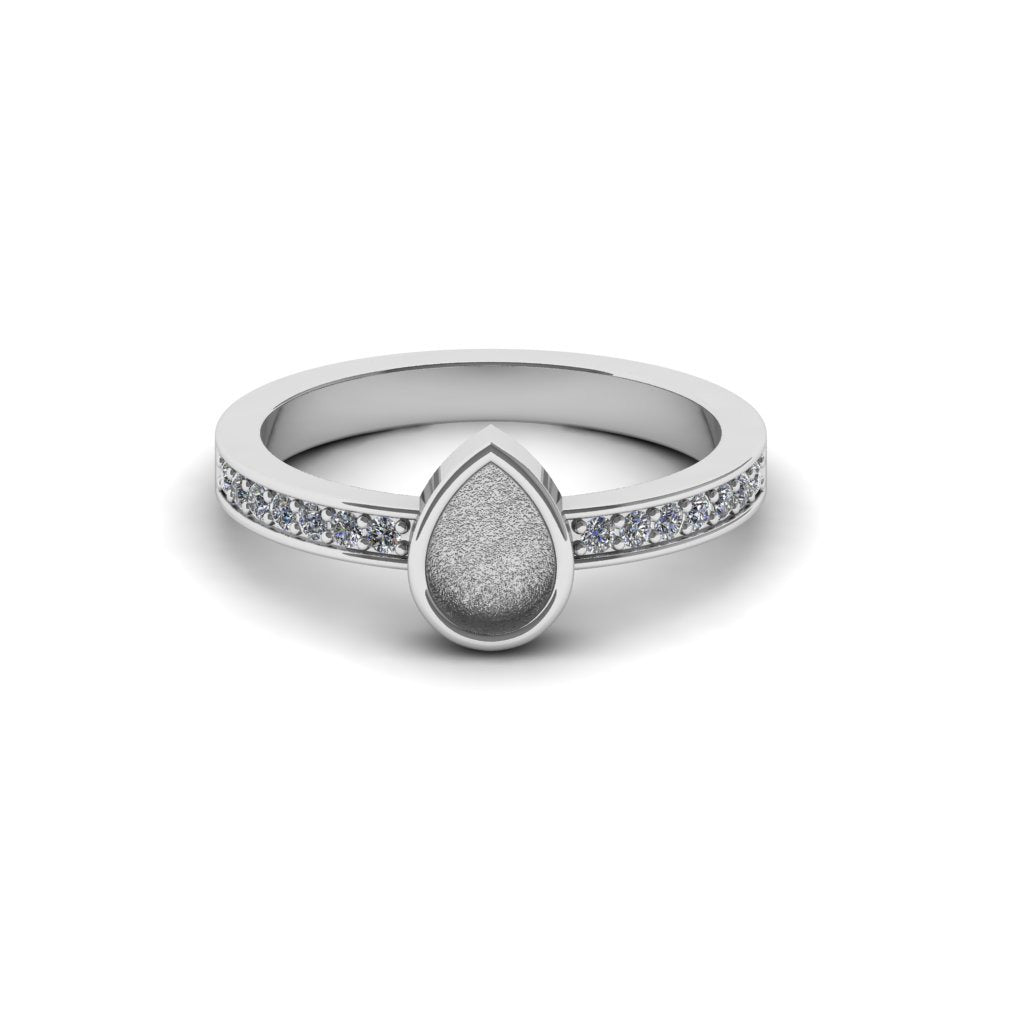 925 Sterling Solid Silver 7x5mm Pear Blank Bezel Braided Band Ring, Good for Resin & Ashes Work, Breastmilk DIY, Keepsake Jewelry Crafts