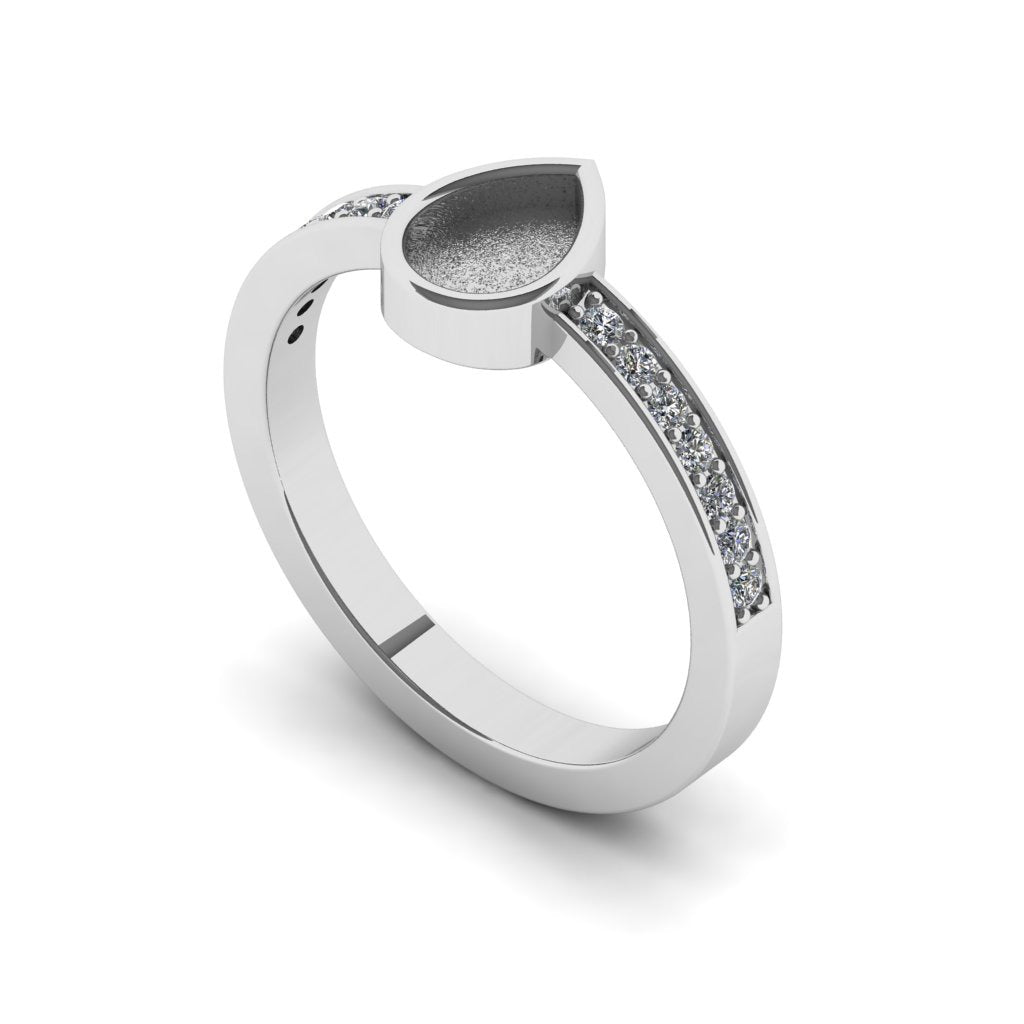 925 Sterling Solid Silver 7x5mm Pear Blank Bezel Braided Band Ring, Good for Resin & Ashes Work, Breastmilk DIY, Keepsake Jewelry Crafts