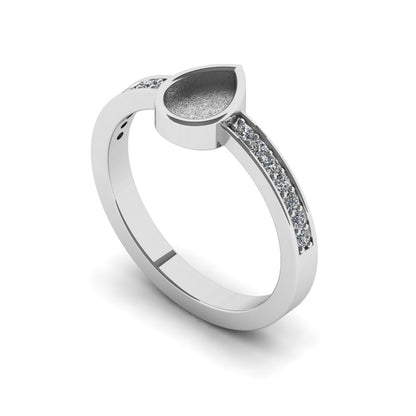 925 Sterling Solid Silver 7x5mm Pear Blank Bezel Braided Band Ring, Good for Resin & Ashes Work, Breastmilk DIY, Keepsake Jewelry Crafts