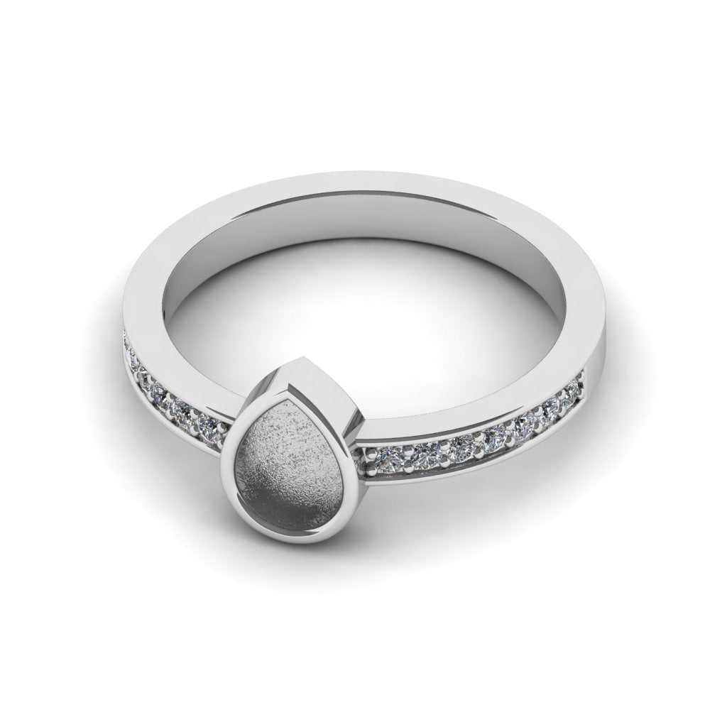 925 Sterling Solid Silver 7x5mm Pear Blank Bezel Braided Band Ring, Good for Resin & Ashes Work, Breastmilk DIY, Keepsake Jewelry Crafts