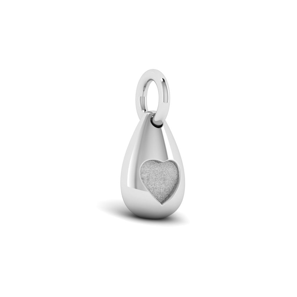 925 Sterling Silver, Tear of Love Memorial Pebble Heart Blank Bezel Pendant, Good for Pour Resin & Ashes Work, Keepsake/Breastmilk DIY Crafts