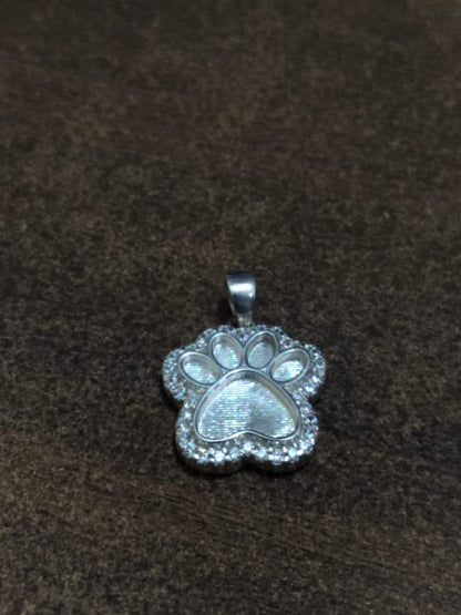 925 Sterling Silver 20mm Dog Paw Shape Blank Bezel Pendant with CZ Setted, Animal Pendant, Keepsake DIY, Good for Resin work